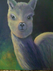debra linker, painting, acrylic, animal, alpaca